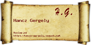 Hancz Gergely névjegykártya